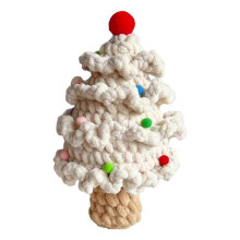 (C2) 2025 Festive Crocheted Christmas Tree Handmade Tree Ornament Doll New Year Festival Tabletop Decoration Window Display Gift