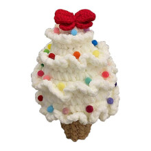 (C4) 2025 Festive Crocheted Christmas Tree Handmade Tree Ornament Doll New Year Festival Tabletop Decoration Window Display Gift
