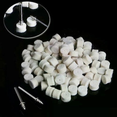 100Pcs Wool Felt Polishing Buffing Pad 13mm + 2 Shank For Grinding Wheel 2