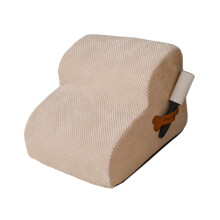 Dog Ramps for High Beds, 2-Level Pet Steps with Washable Lid, Beige Color, Durable Design for Small to Medium Dogs