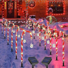 (3pcs) 2025 Christmas Decorations Candy Cane Lights, 84LED Solar Christmas Lights Outdoor Waterproof