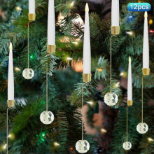 (Crystal Ball, Multicolor) 2025 12Pcs LED Christmas Candles for Indoor Holiday Decoration Xmas Tree Ornaments with Remote Control