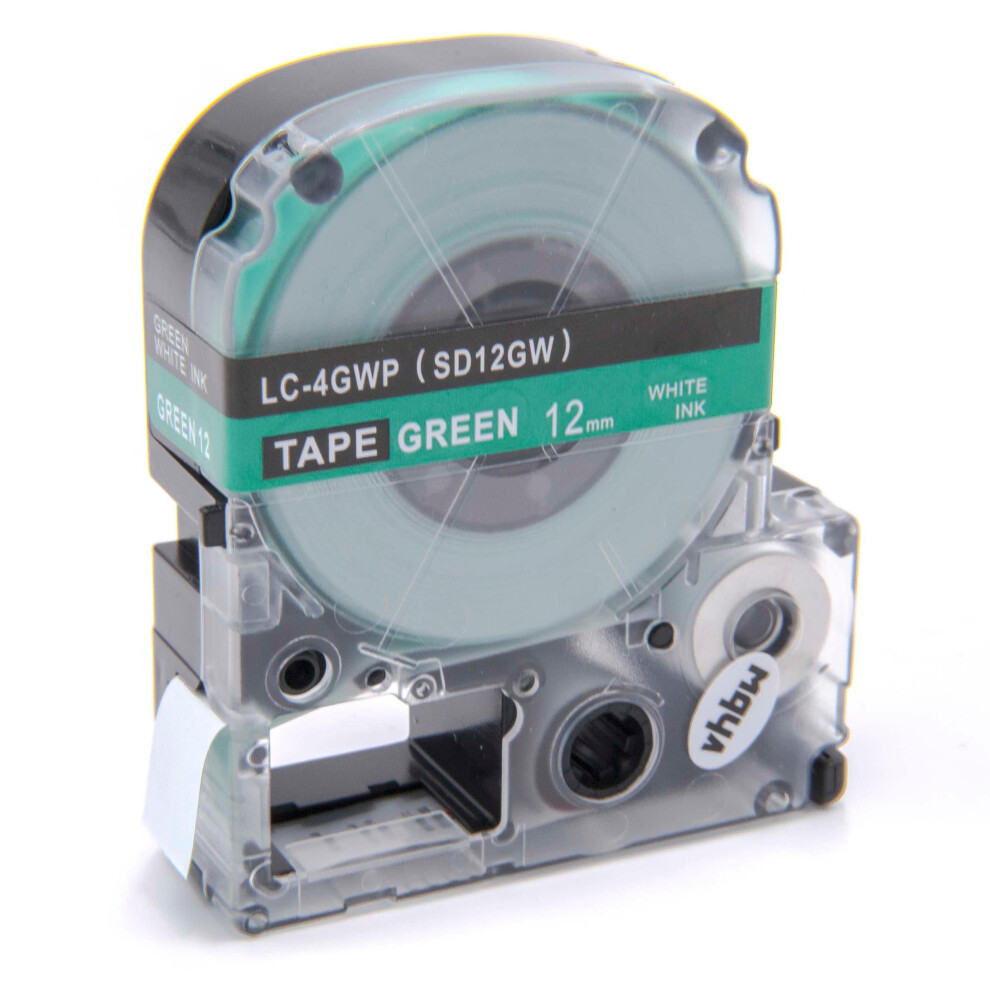 Sd12gw Label Tape Cartridge Replacement 8M X 12Mm On Green For Label Printers White 6038364986559