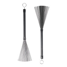 Trommelbürsten for Snare Drums, Metal Retractable Drum Brushes, Compact and Durable Design, Noir Finish
