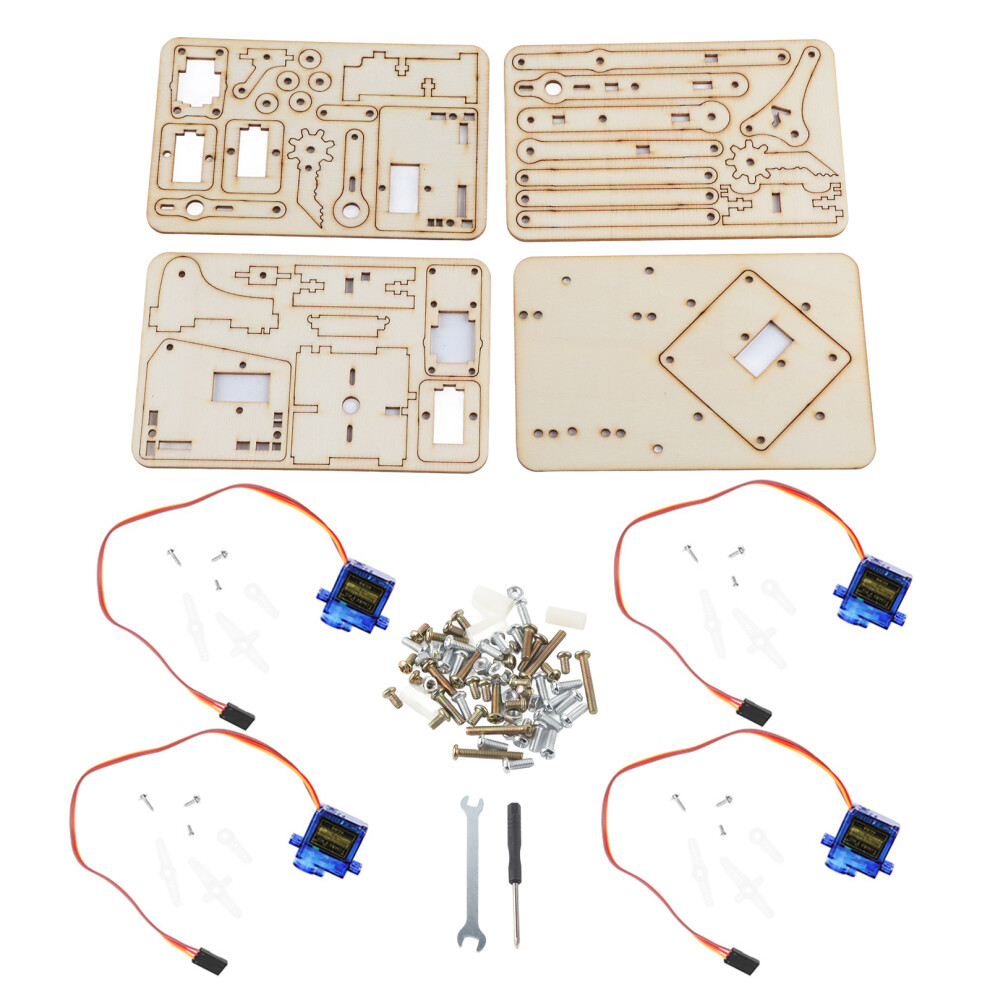 4 DOF Wood Robotic Mechanical Arm Sg90 Servo for