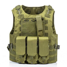 Tactical Vest Amphibious Battle Military Molle Vest with Plate Carrier Straps for Hunting, Camouflage Green Color