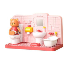 Dollhouse Bathroom Set for Toddlers, Wooden Play Sets, 1:12 Scale, Kids Gift Ideas