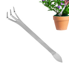 Bonsai Rake Tool - Rustproof Stainless Steel Gardening Rake with Ergonomic Handle for Soil Aeration and Plant Care