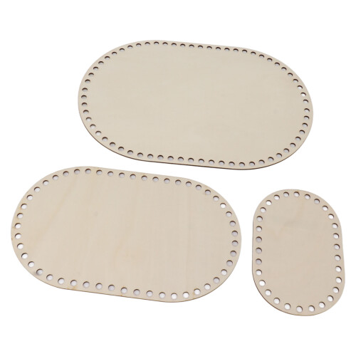 3Pcs Wooden Basket Bottom Oval Blank Solid Crochet 1