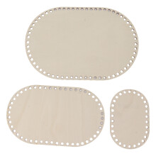 3Pcs Wooden Basket Bottom Oval Blank Solid Crochet