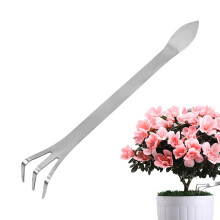 Bonsai Rake Stainless Steel Small Hand Rake Double Head Lightweight Garden Tool for Loosening Compacted Soil