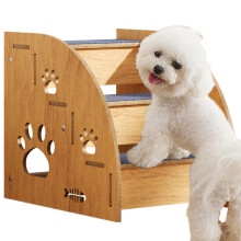 Dog Bed Stairs - Non-Slip Wooden Pet Stairs for Large Medium Small Dogs and Cats - 3 Layer Raised Bed Ramp