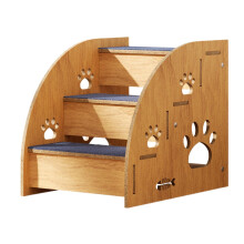 Dog Stairs 3 Layers, Non-Slip Wooden Ramp for Large Medium Small Dogs and Cats, Safe Climbing Steps for Pet Beds