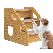 Pet Ramp for Bed, 3-Step Pet Stairs for Couch, Non-Slip Dog Ladder for Medium Small Dogs and Senior Cats, Portable Design
