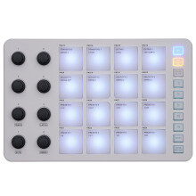 USB Keyboard Controller with 16 Backlit Drum Pads, LED Display, 8 Professional Knobs for Music Production
