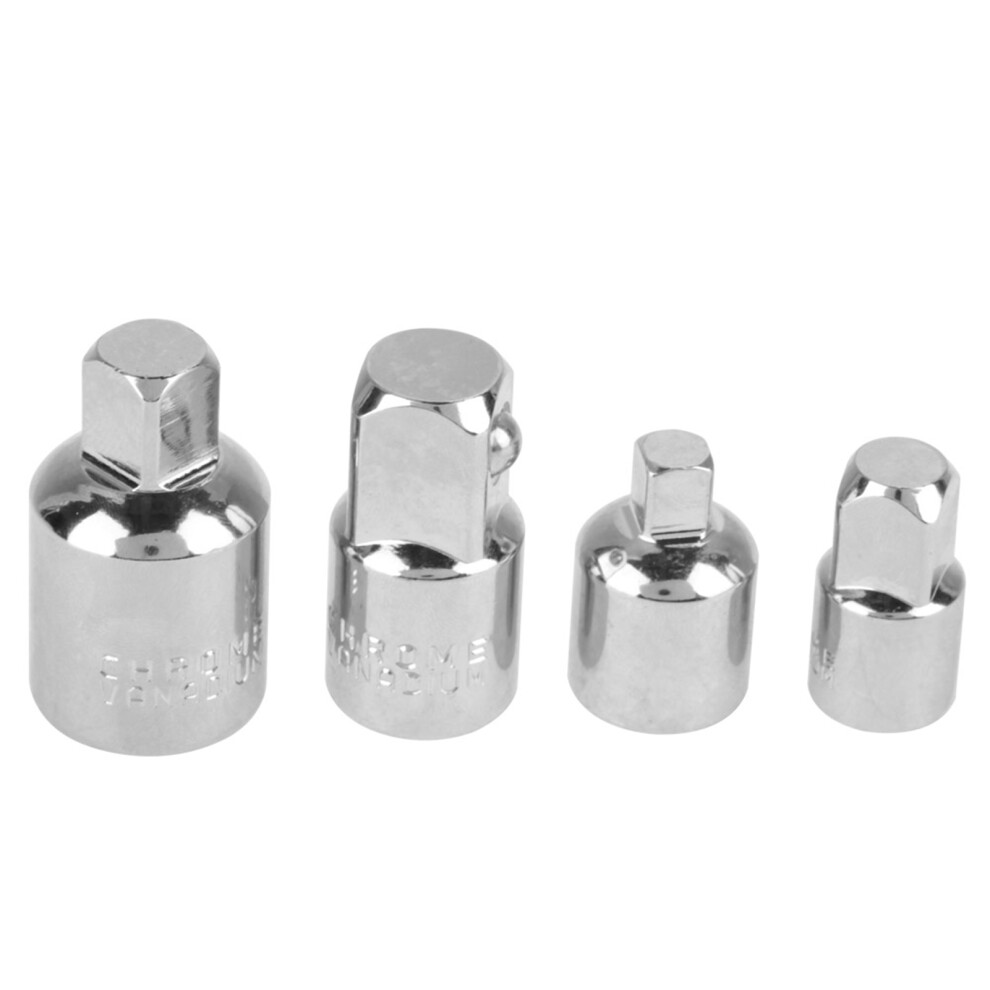 4Pcs Chrome Vanadium Steel Socket Adapter Silver