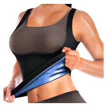 Waist Support Women's Sauna Suit, Waist Training Sweat Vest, Fitness Body Shaper with Zipper Back Support (Blue, M)