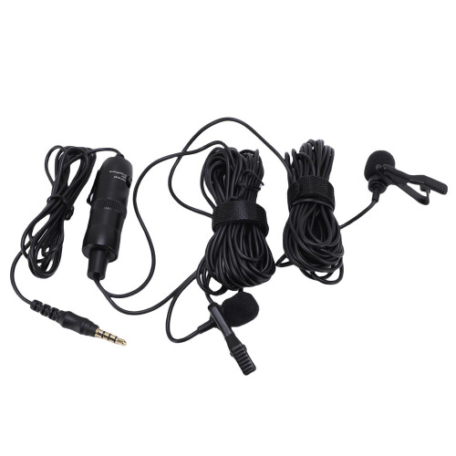 Double Lavalier Microphone Wired Clip On Lapel Mic 2