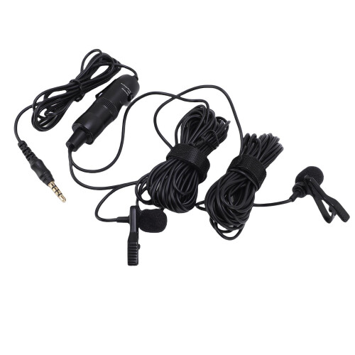 Double Lavalier Microphone Wired Clip On Lapel Mic 1