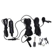 Double Lavalier Microphone Wired Clip On Lapel Mic