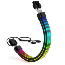 8 Pin PCIE Cable, 8 (6+2) Pin RGB Extension for RTX 3060 4060 4070 Radeon RX 6600 580 - 5V 3Pin ARGB Black Power Supply