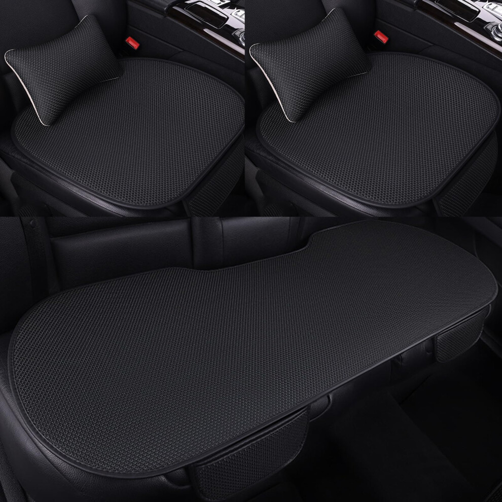 Breathable Viscose Filament Car Seat Covers, Universal Non-Slip Ice Silk Cooling Pads For Cars, Suvs & Trucks, 5-Pack, Black 6038364990556