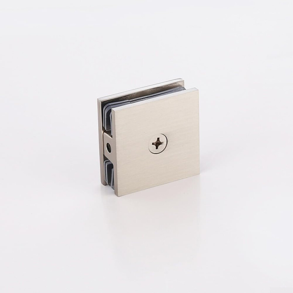 Brass Shower Glass Clamp, U-Shaped Brushed Brass Clip for 8-12mm Tempered Glass Shower Doors, Square Fixed Plate Bracket-image-OPC-PK85THP-NEW