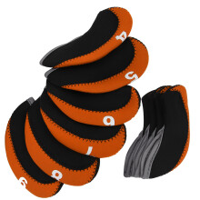 10 Stück Orange Neopren-Leder Golf Eisen & Putter Kopfbedeckung Set