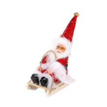 (6.5cmx13.5cmx19cm, Red) Santa Claus Skiing Figure Indoor Desk Santa Claus sleigh Figurine Decoration Red
