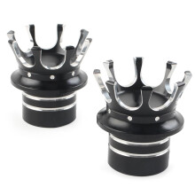 Black Motorcycle Crown Front Axle Nut Cover Pair for Sportster Models, Durable Material, Easy Installation