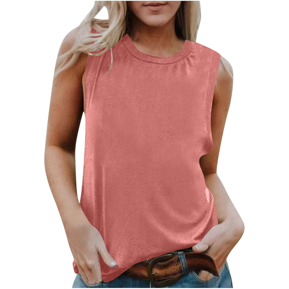 (Xxl, 001* Watermelon ) Womens Tank Tops 2025 Summer Dressy Casual Blouses Sleeveless Flowy Tunic Top Crewneck Loose Fit Camisole Vest Tops Spring Red
