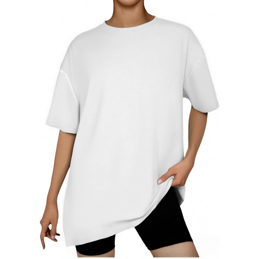 (XL, 002* White) Oversized T Shirts for Women Workout Plus Size Tops Crew Neck Short Sleeve Gym Shirts Casual Loose Fit Basic Tees Ladies Tops Lightwe
