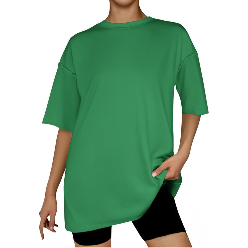 (XL, 001* Green) Oversized T Shirts for Women Workout Plus Size Tops Crew Neck Short Sleeve Gym Shirts Casual Loose Fit Basic Tees Ladies Tops Lightwe
