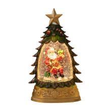 (9cmx5.3cmx15cm, Green sitting) Christmas Night Light Glitter Christmas Snow Globe for Indoor Table Decor Red backpack