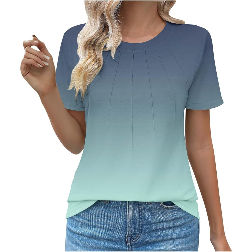(M, 020 Army Green) Summer Tops for Women UK Clearance Ladies Tops Womens Dressy Casual Blouses Trendy Short Sleeve T-Shirts Business Work Blouse Plea