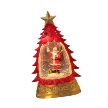 (9cmx5.3cmx15cm, Red backpack) Christmas Night Light Glitter Christmas Snow Globe for Indoor Table Decor Red backpack