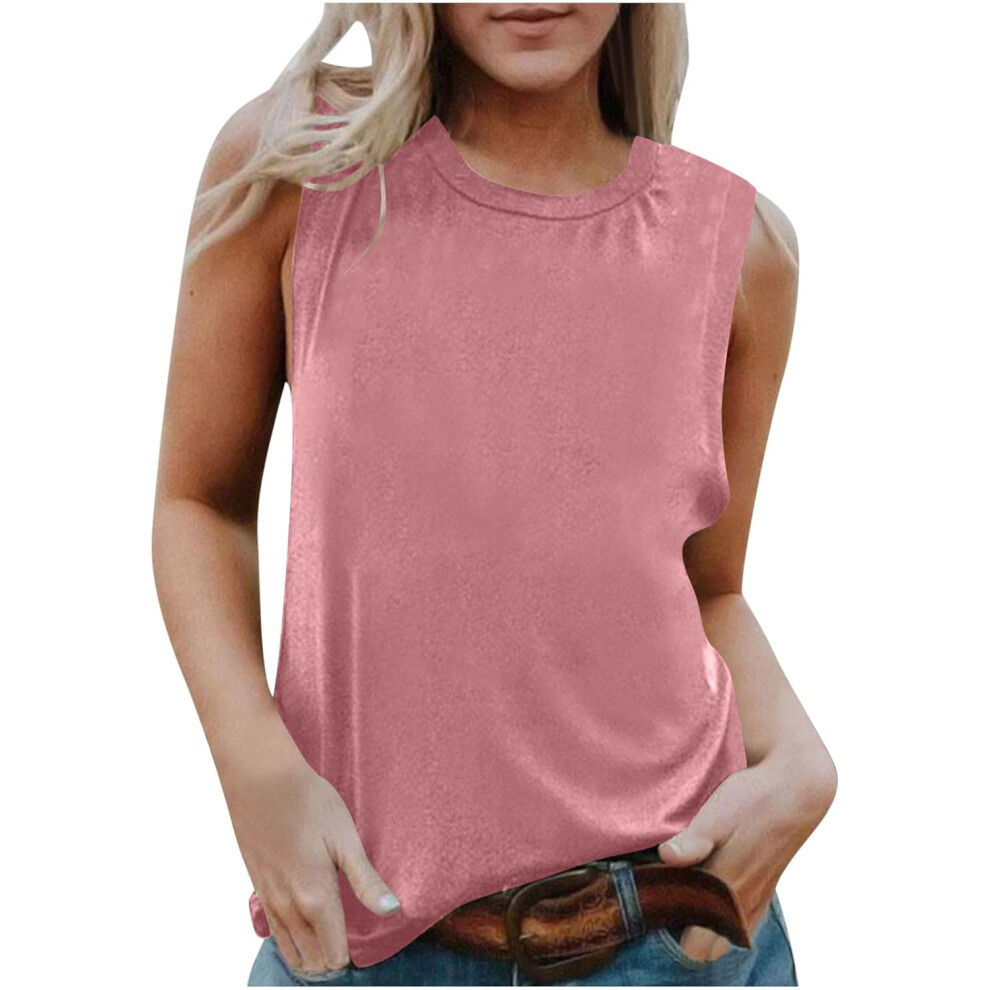(Xxl, 001* ) Womens Tank Tops 2025 Summer Dressy Casual Blouses Sleeveless Flowy Tunic Top Crewneck Loose Fit Camisole Vest Tops Spring Fashion Ca Pink
