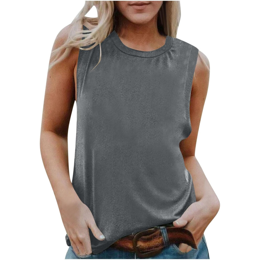 (Xl, 001* ) Womens Tank Tops 2025 Summer Dressy Casual Blouses Sleeveless Flowy Tunic Top Crewneck Loose Fit Camisole Vest Tops Spring Fashion Cas Gray