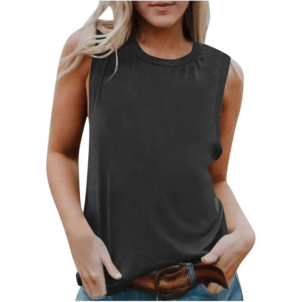 (Xxl, 002* Gray) Womens Tank Tops 2025 Summer Dressy Casual Blouses Sleeveless Flowy Tunic Top Crewneck Loose Fit Camisole Vest Tops Spring Fashi Dark/Gray