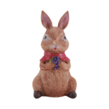 (9.5cmx9cmx15cm, Grape Brown Bunny) Bunny Figurine Desktop Ornament Easter Decoration for Courtyard Lawn Balcony Umbrella Brown Bunny