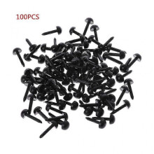 (5MM) 100Pcs 3mm/4mm/5mm/6mm DIY for Doll Puppet Plastic Black Pin Safety Eyes For Han  6MM