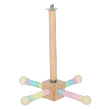 Bird Cage Stand with 360 Rotating Wooden Exercise Wheel for Parakeets and Budgies, Interactive Bird Toys and Accessories