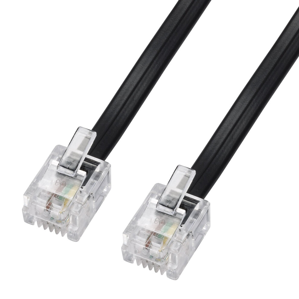 10086 3M Modular Telephone Cable 6P4c Rj11 To Rj11 Flat Connection Cable 4-Core For Telephone Isdn Fax Modem Black 6038364991706