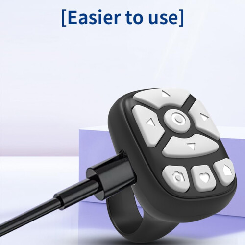Bluetooth Video Scrolling Controller for Mobile Phone, ABS Remote, Black Ring Switch, Side Change Device, Compatible with Smartphones 1