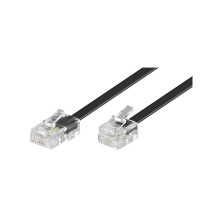 RJ11 Telephone Cable 15m Male to Male Flat Cable for DSL Modem Fax Machine VDSL Router ISDN Black