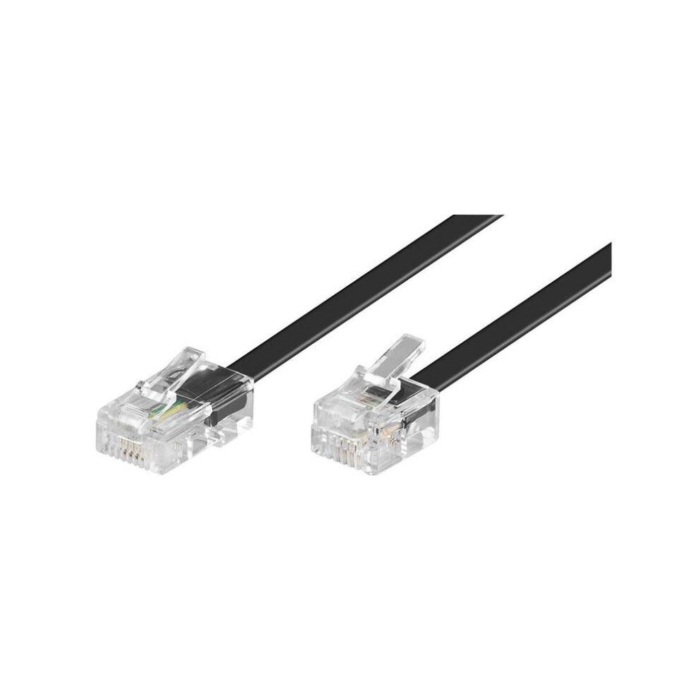 Rj11 Telephone Cable 15M Male To Male Flat Cable For Dsl Modem Fax Machine Vdsl Router Isdn Black 6038364992246