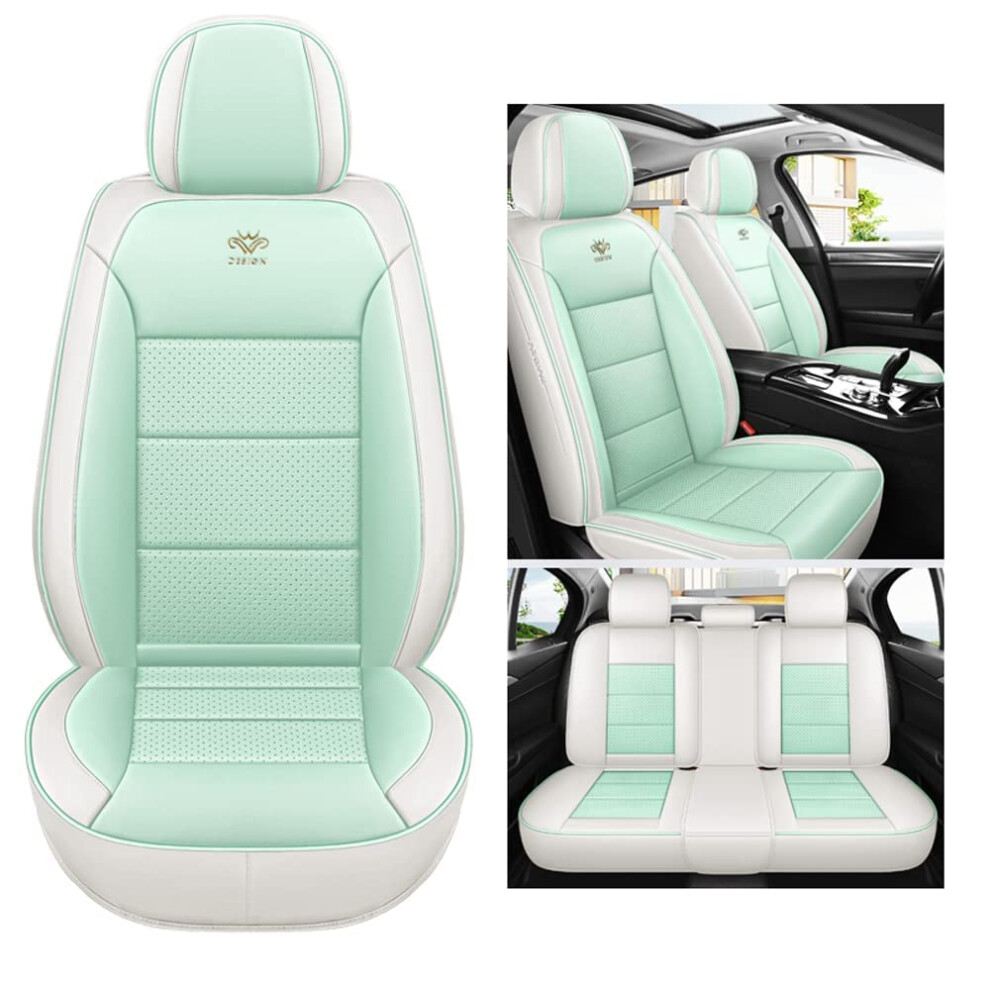 Car Seat Covers For Mbz M-Class Ml 350 W164 Ml 420 W164 Ml 550 W164 Ml 280 W164 Leather Waterproof Breathable White/Green 6447073284267