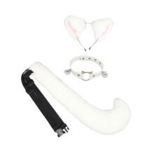 (Multi, White) Animal Ears and Tail Set Gift Animal Ears Hair Hoop for Prom Halloween Party White
