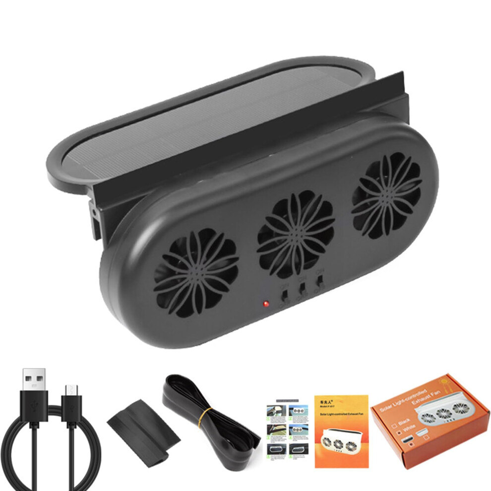 Auto Solar Power Window Exhaust Fan Car Air Purifier Solar-Powered Ventilation Cooler Fan For Vehicles Black 6482260284545