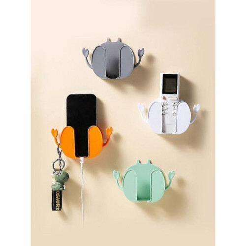 (Grey) Wall Holder Organizer Storage Box Mobile Phone Plug Wall Mounted Remote Control Zekai 2